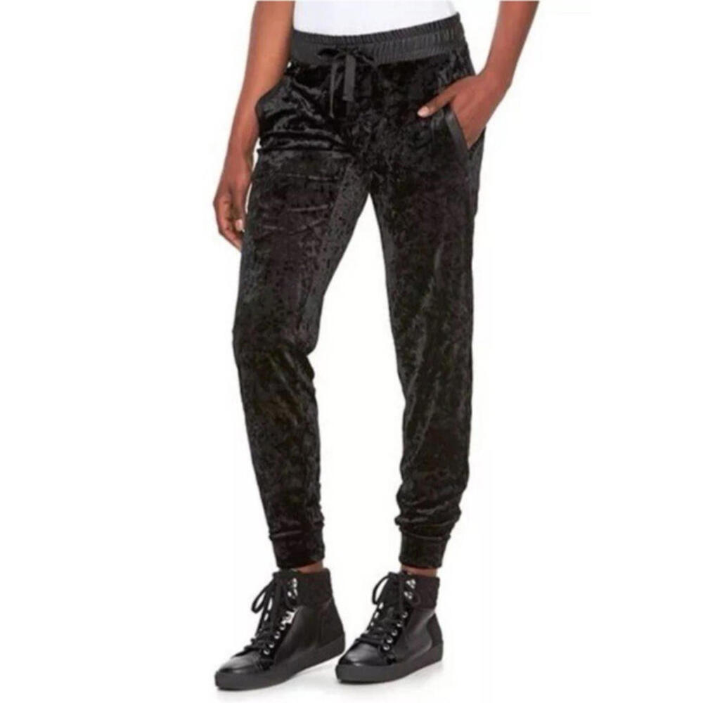 SALE! Juicy Couture XL Crushed Velvet Joggers Goth Track Pants Tapered Leg Y2K